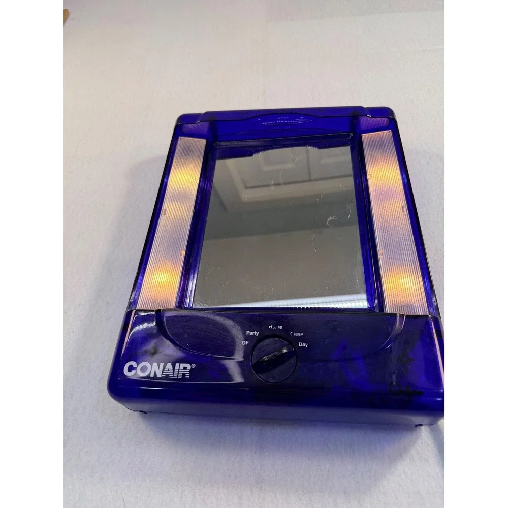 Conair Lighted Makeup Mirror Translucent Blue Y2K 4 Settings Day Office Home